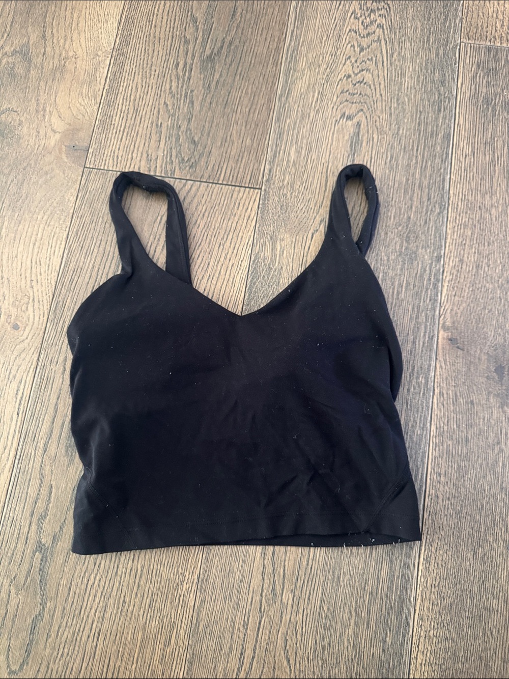Black Seamless V-Neck Crop Tank Top - Women Size 4